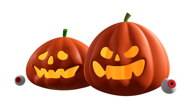 Rendering 3D di zucche di Halloween isolato