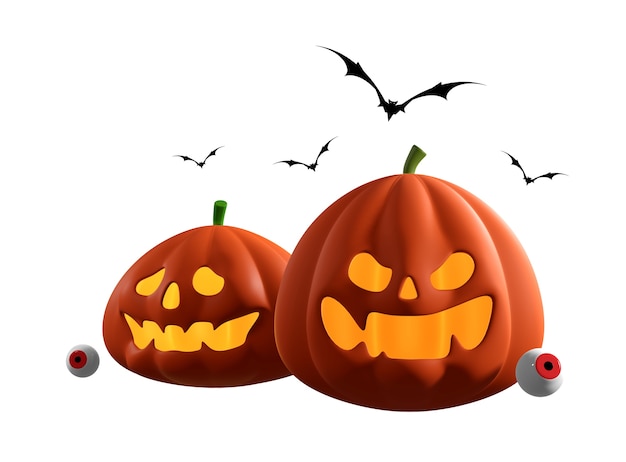 Rendering 3D di zucche di Halloween isolato