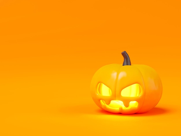 Rendering 3d di zucche di Halloween su sfondo arancione