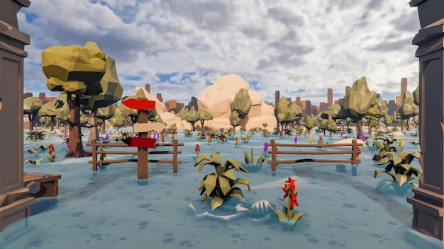 Rendering 3D e low poly Risorse grafiche per obiettivi di sviluppo sostenibile biodiversità un'economia e un'ecologia in crescita