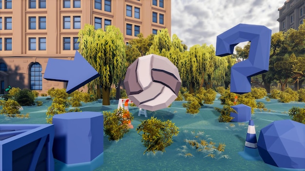 Rendering 3D e low poly Risorse grafiche per obiettivi di sviluppo sostenibile biodiversità un'economia e un'ecologia in crescita