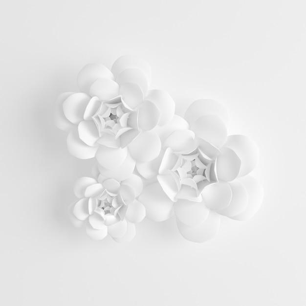 Rendering 3D Fiore di carta su uno sfondo bianco