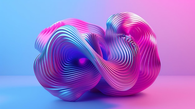 Rendering 3D Forma contorta astratta Disegno futuristico Colori vivaci