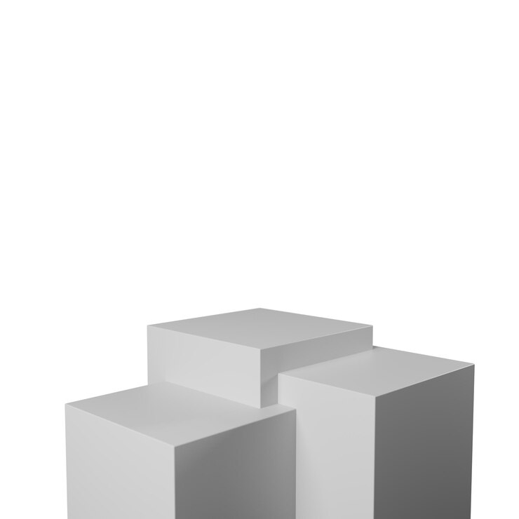 Foto rendering 3d forma geometrica del podio bianco quadrato minimo realistico, ottimo per la vetrina del prodotto
