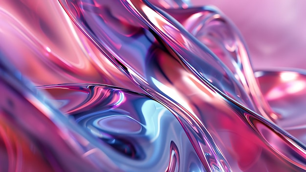 Rendering 3D forme intrecciate lucide rosa e blu sfondo astratto