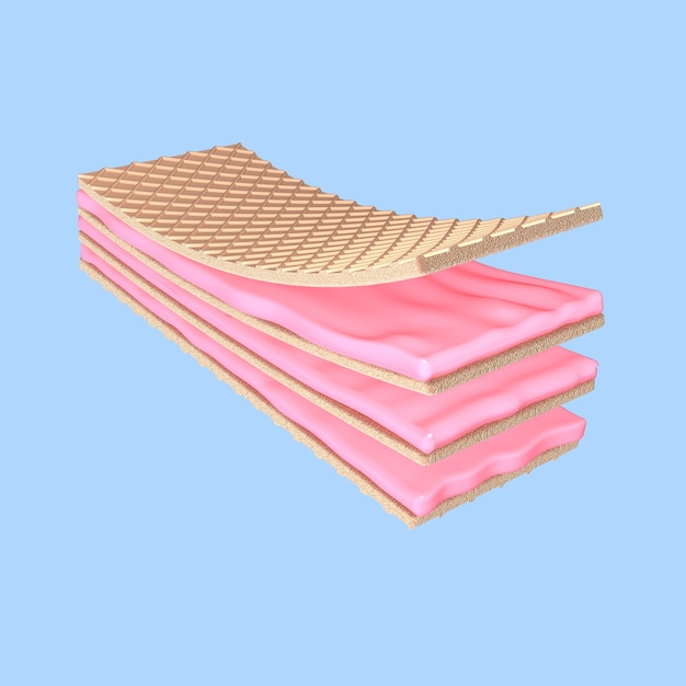 Rendering 3D Fragola wafer croccante