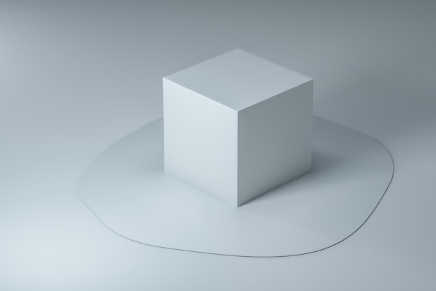 Rendering 3d geometria fusa creativa con sfondo bianco