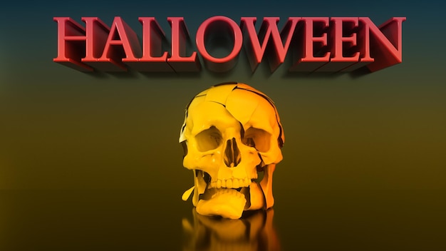 rendering 3d Halloween e priorità bassa del cranio