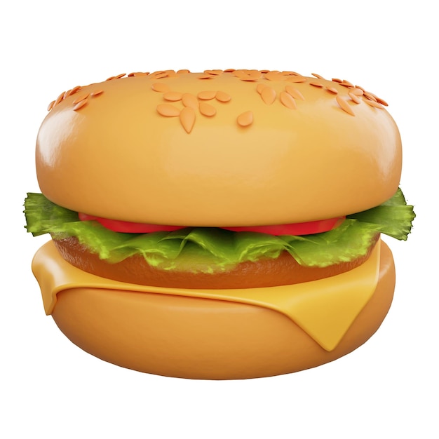 Rendering 3D hamburger su sfondo bianco