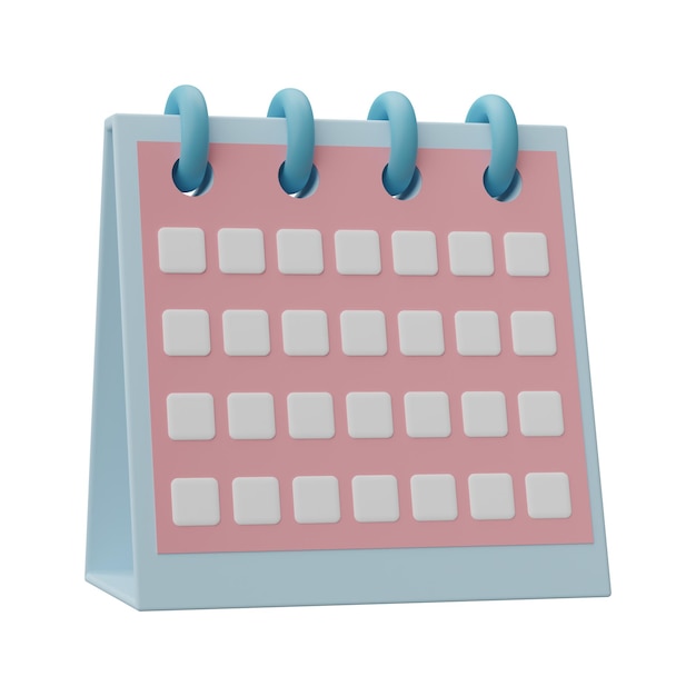 Rendering 3D Icona del calendario minima isolata su sfondo bianco Concetto di pianificazione