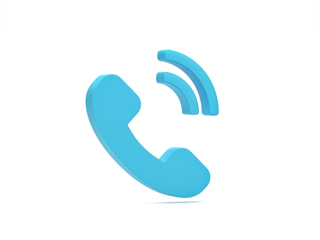 Rendering 3D Illustrazione 3D Simbolo di chiamata telefonica minima su sfondo bianco Concetto di hotline di supporto telefonico e servizio di comunicazione
