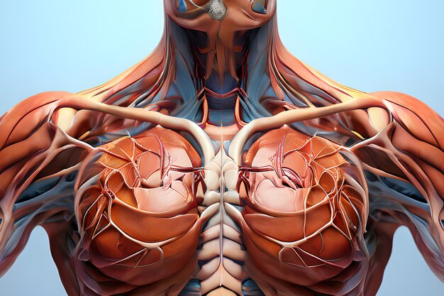 Rendering 3D illustrazione medica anatomia maschile ghiandola tiroidea fantascienza problemi di salute concetto