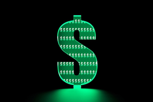 Rendering 3D incandescente verde dollaro