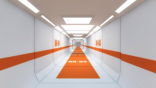 rendering 3d. Interno futuristico del corridoio