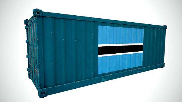 Rendering 3d isolato spedizione container per carichi marittimi testurizzati con bandiera nazionale del Botswana