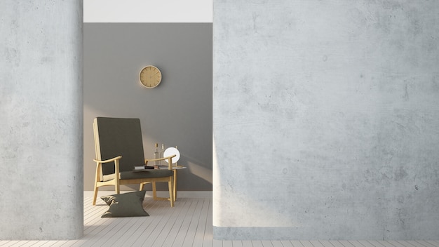 Rendering 3D L&#39;interno relax spazio e sfondo bianco decorazione minimal - vuoto spac