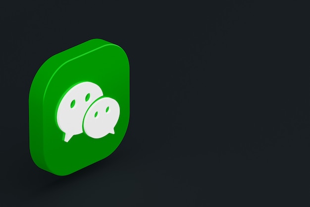 Rendering 3d logo applicazione Wechat su sfondo nero