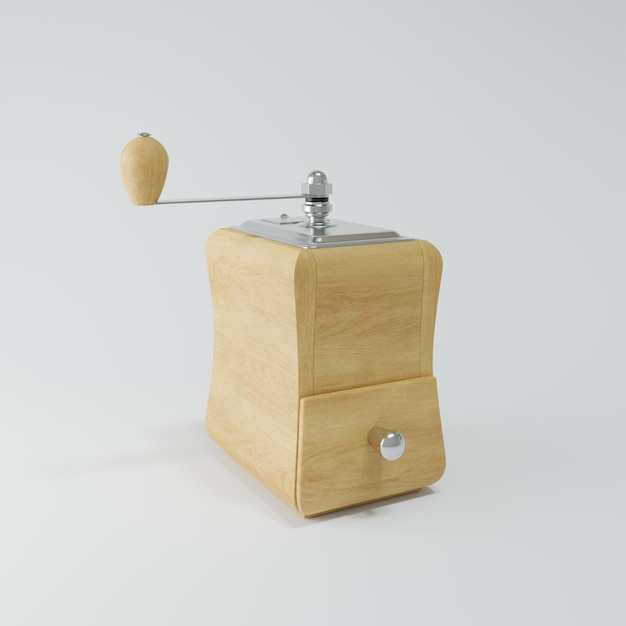 Rendering 3D Macinacaffè in legno Macinacaffè stile vintage