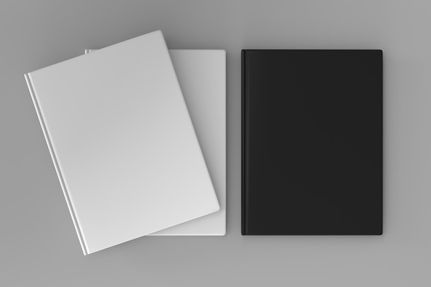 Rendering 3D modello bianco e nero vuoto per il layout della copertina del libro