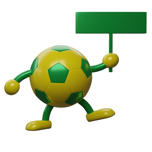Rendering 3D Modello di pallone da calcio con banner isolato