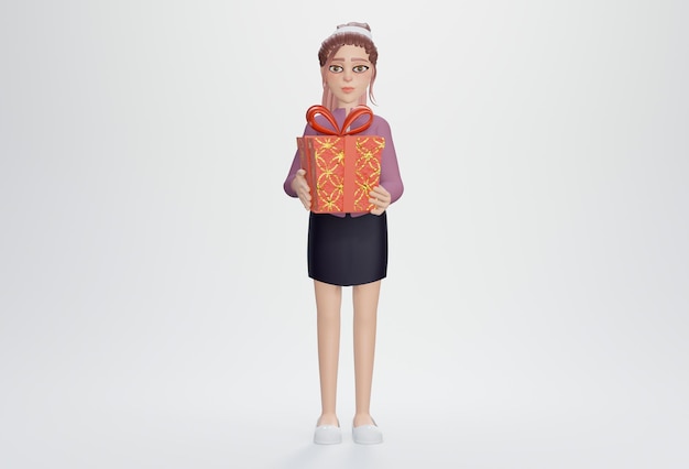 rendering 3D Moderna donna d'affari azienda confezione regalo