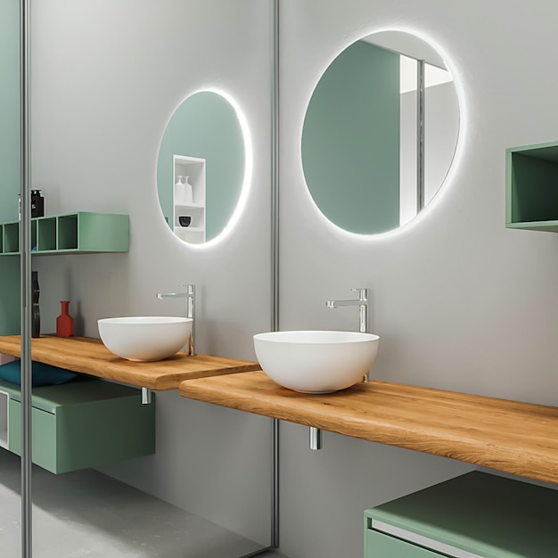 Rendering 3D moderno e minimalista per mobili da bagno interior design