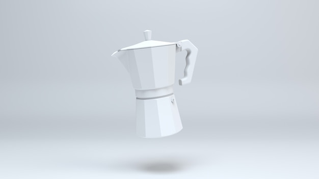 Rendering 3D Mokapot su sfondo bianco