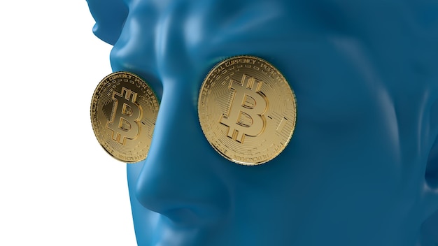 Rendering 3d monete bitcoin invece di occhiali