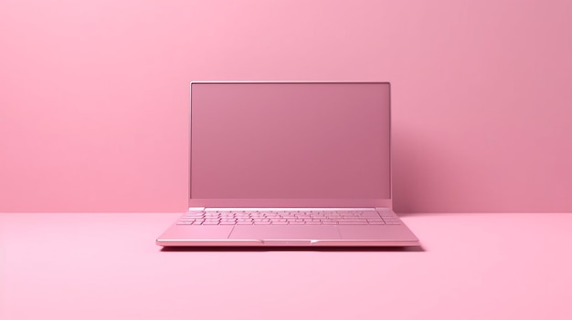 Rendering 3D notebook rosa con schermo vuoto IA generativa