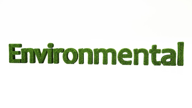 Rendering 3D parola ambientale fatta di erba verde salva il concetto di terra