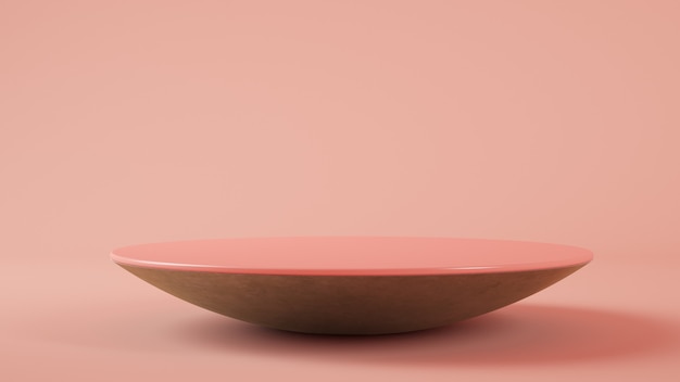 Rendering 3d podio sferico rosa e oro