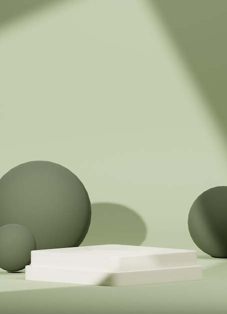 Rendering 3D Podio verde minimalista