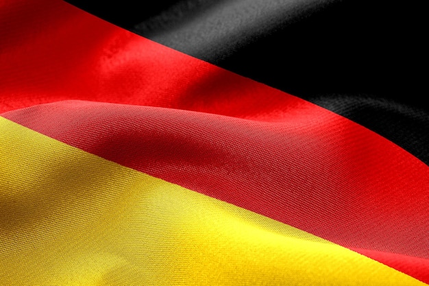rendering 3d Primo piano bandiera in tessuto sventolante della Germania simboli della bandiera della Germania