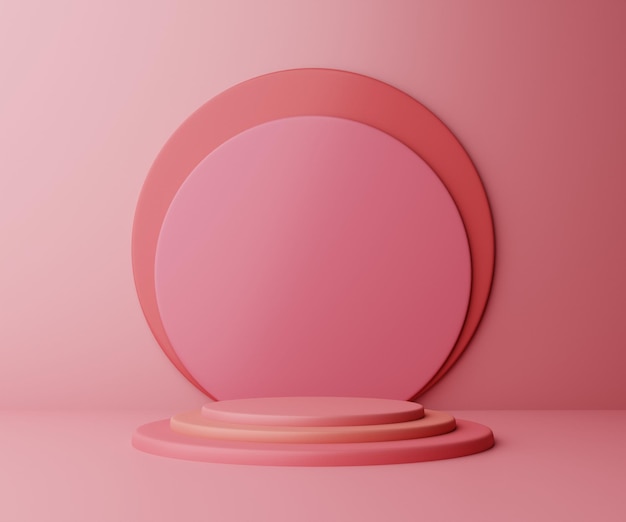 Rendering 3D Prodotto di design semplice per podio rosa