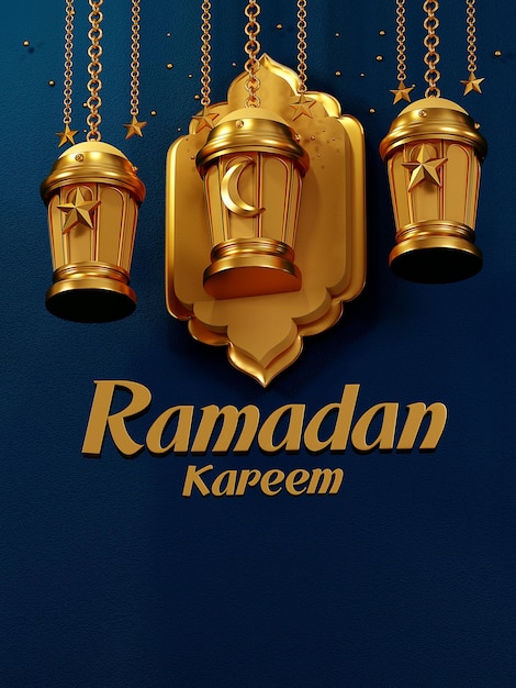 Rendering 3D Ramadan Kareem Lanterne religione Islamica felice eid mubarak