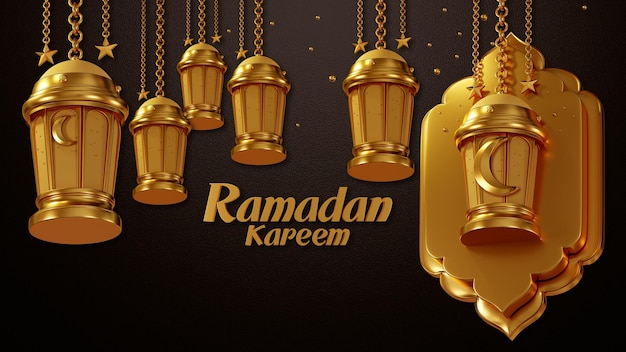 Rendering 3D Ramadan Kareem Lanterne religione Islamica felice eid mubarak