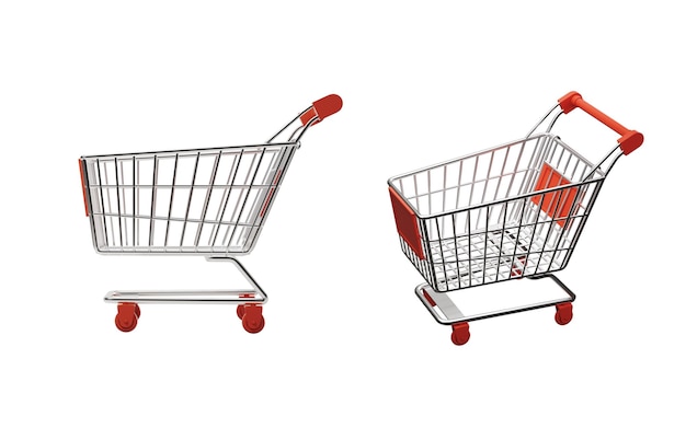 Rendering 3D realistico del carrello della spesa