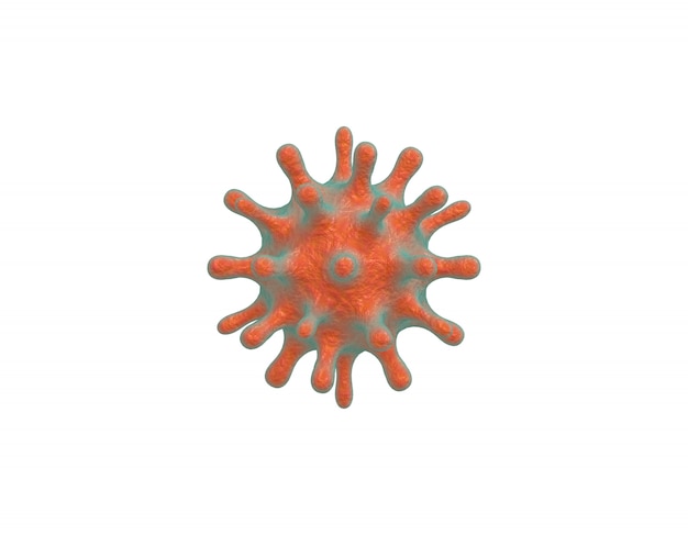 Rendering 3D realistico virus verde rosso al microscopio, batterio infezione da coronavirus 2019-nCoV