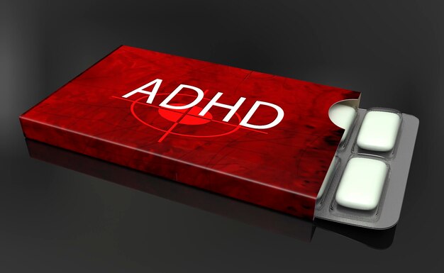 rendering 3d Scatola della medicina per l'ADHD