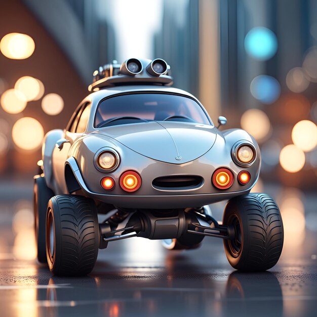 rendering 3d scifi cartoon car