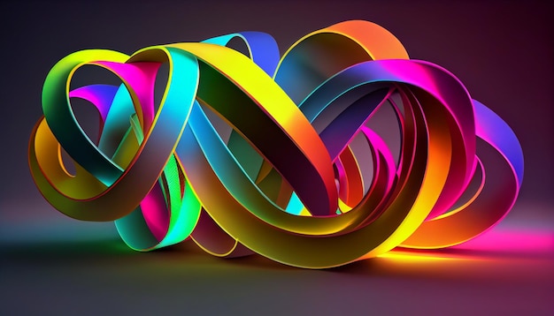 Rendering 3d sfondo astratto con neon colorati IA generativa