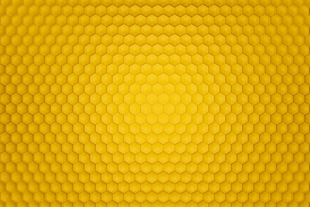 Rendering 3D sfondo astratto giallo sotto forma di favi. vista dall'alto.