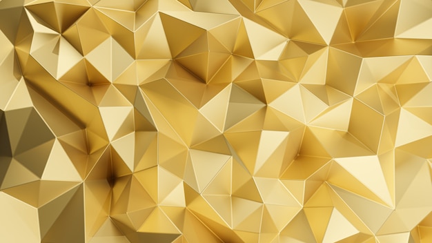 Rendering 3D. Sfondo astratto triangolare d'oro.