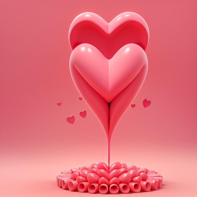 Rendering 3D Sfondo di San Valentino con cuori rossi