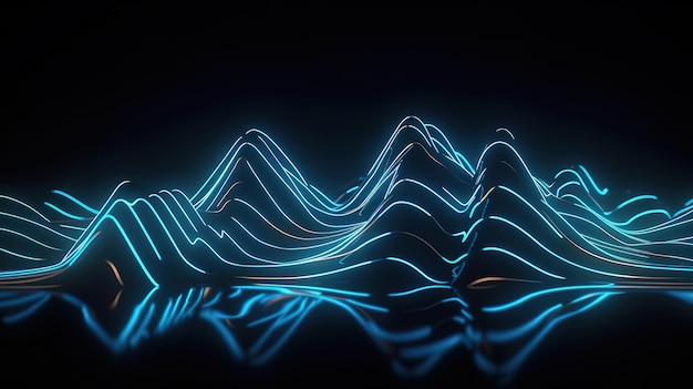 rendering 3d sfondo semplice astratto con linee a zig-zag incandescente Generativo Ai