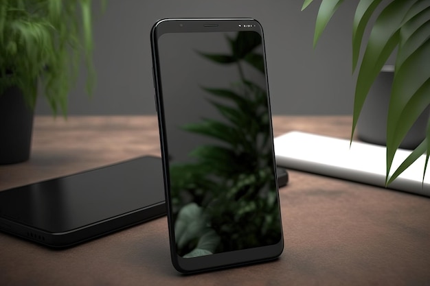 Rendering 3d smartphone scrivania da ufficio