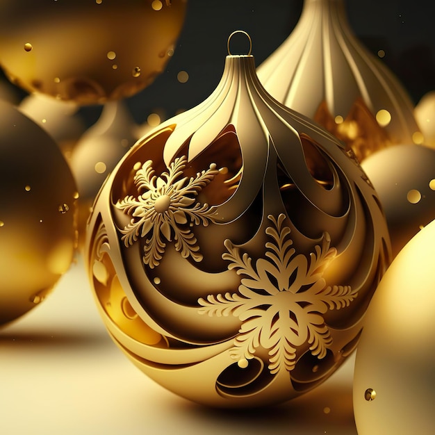 Rendering 3D splendente d'oro Rendering 3D Natale