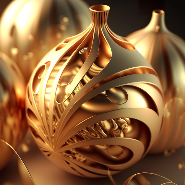 Rendering 3D splendente d'oro Rendering 3D Natale