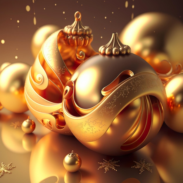 Rendering 3D splendente d'oro Rendering 3D Natale