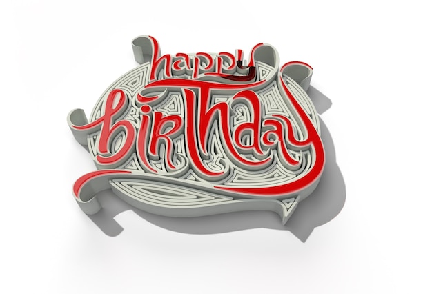 Rendering 3D Strumento penna di testo di buon compleanno creato tracciato di ritaglio incluso in JPEG Facile da comporre.